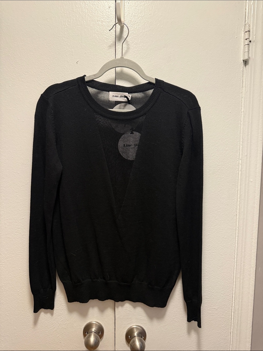Line & Dot Black Sheer Crewneck Top
